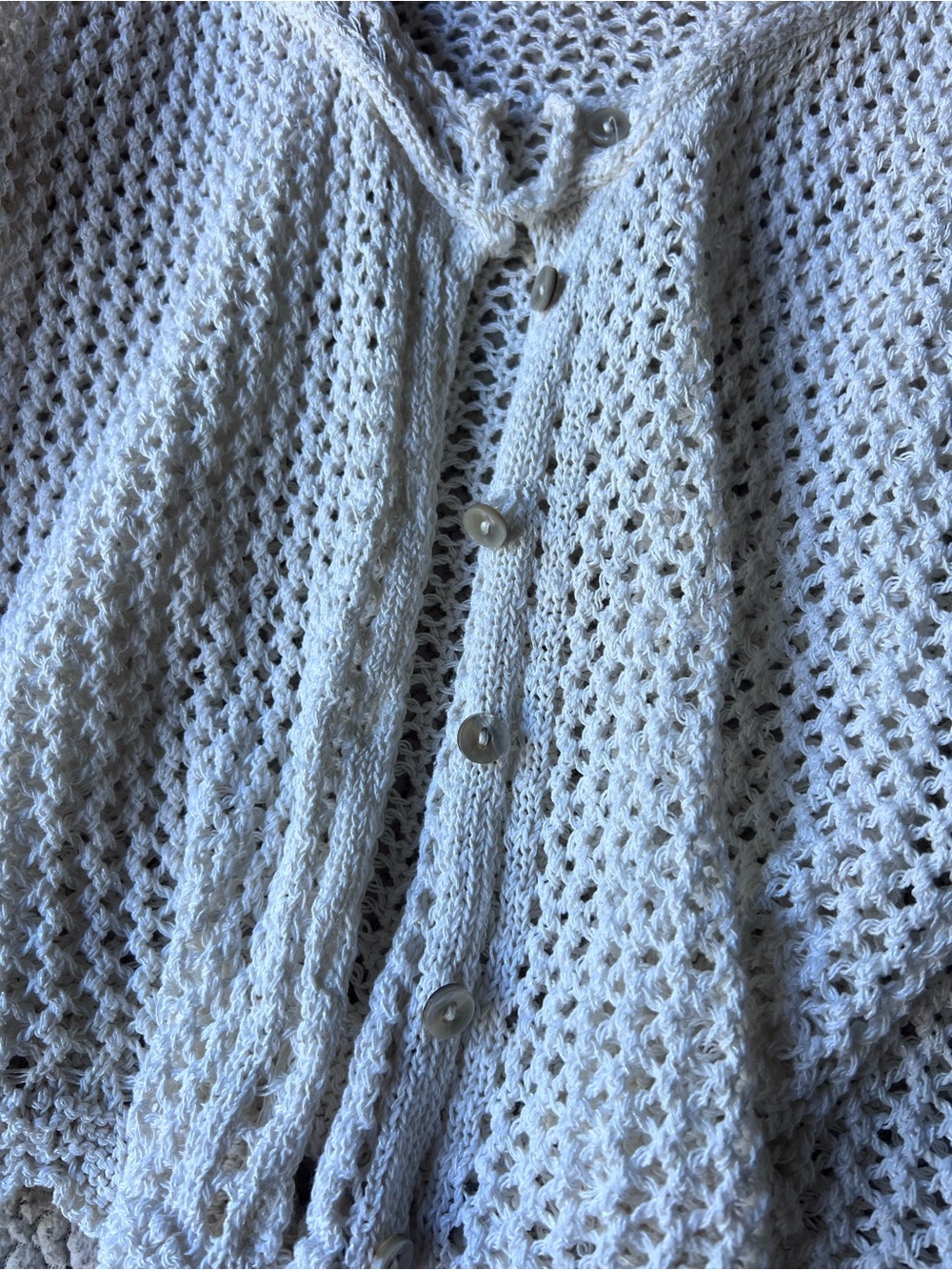 Zara Romantic Dainty Beachy Knit Cardigan Cream Off-White Pointelle Cropped XL - Picture 4 of 5